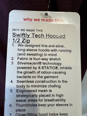 lululemon athletica Swiftly Tech Hooded 1/2 Zip in Deep Purple